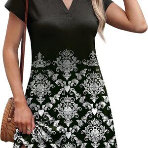 Summer Dresses Women Beach Cover Ups V Neck Pockets Loose Fit Casual Flowy